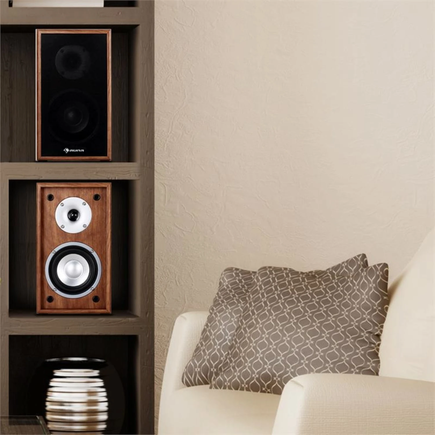 Linie-300-SF-WN Regal-Lautsprecher 70W RMS Passiv Paar Walnuss 8 Linie-300-SF-WN Regal-Lautsprecher 70W RMS Passiv Paar Walnuss – Bild 8