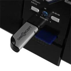 V-12-BT Bluetooth-Stereoanlage USB SD CD MP3 AUX UKW Schwarz -Einrichtungsgeschäft 10009514 yy 0006 titel usb sd oneconcept v12bt stereoanlage neu