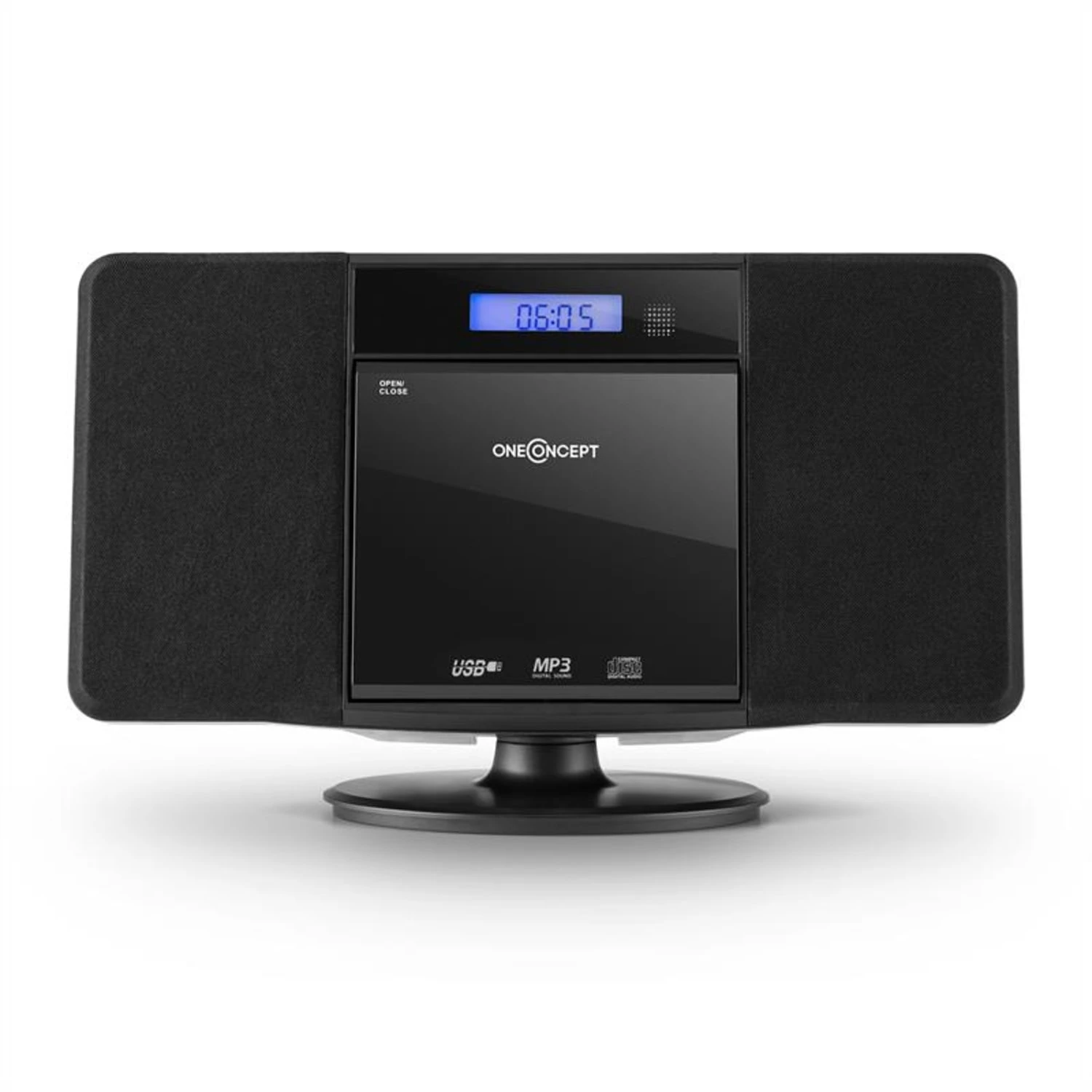 V-13 Stereoanlage CD MP3 USB Radio Wecker Schwarz Wandmontage – Bild 2