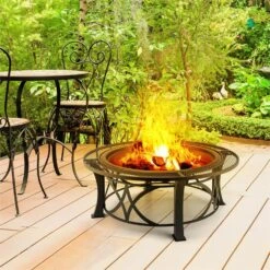 Ronda Feuerschale Ø95cm Grill Feuerstelle Funkenschutz Stahl Brüniert -Einrichtungsgeschäft 10028583 yy 0008 ambient 08 Blumfeldt Ronda Feuerschale 95cm Grill