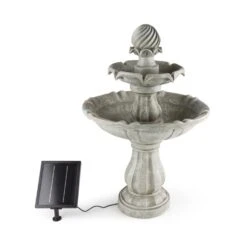 Vogelsbrunn Springbrunnen 60x90cm 3W Solar Akku Beton-Optik -Einrichtungsgeschäft 10029039 yy 0005 front Blumfeldt Vogelsbrunn Zierbrunnen Solar