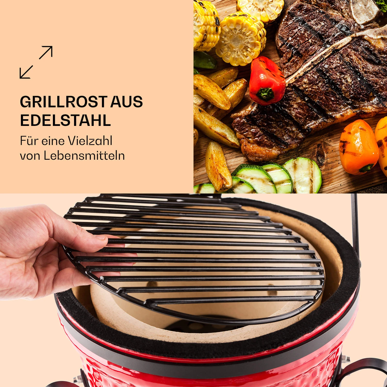 Princesize Kamado-Grill Keramikgrill Edelstahl-Grillrost Smoker BBQ 3 Princesize Kamado-Grill Keramikgrill Edelstahl-Grillrost Smoker BBQ – Bild 3