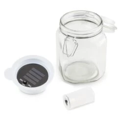 Wetterfrosch LED-Stimmungslicht Gelb/blau Einweckglas Solar Akku -Einrichtungsgeschäft 10030097 yy 0003 detail oneConcept Wetterfrosch Solarlicht LED Glas