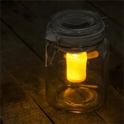 Wetterfrosch LED-Stimmungslicht Gelb/blau Einweckglas Solar Akku -Einrichtungsgeschäft 10030097 yy 0005 ambient oneConcept Wetterfrosch Solarlicht LED Glas