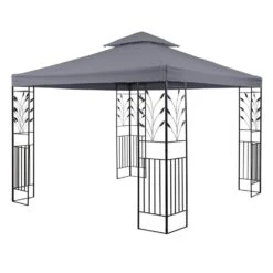 Odeon Grey Pavillon Partyzelt Festzelt 3x3m Stahl Polyester Dunkelgrau -Einrichtungsgeschäft 10030686 yy 0006 front Blumfeldt Odeon Grey Pavillon Partyzelt dunkelgrau