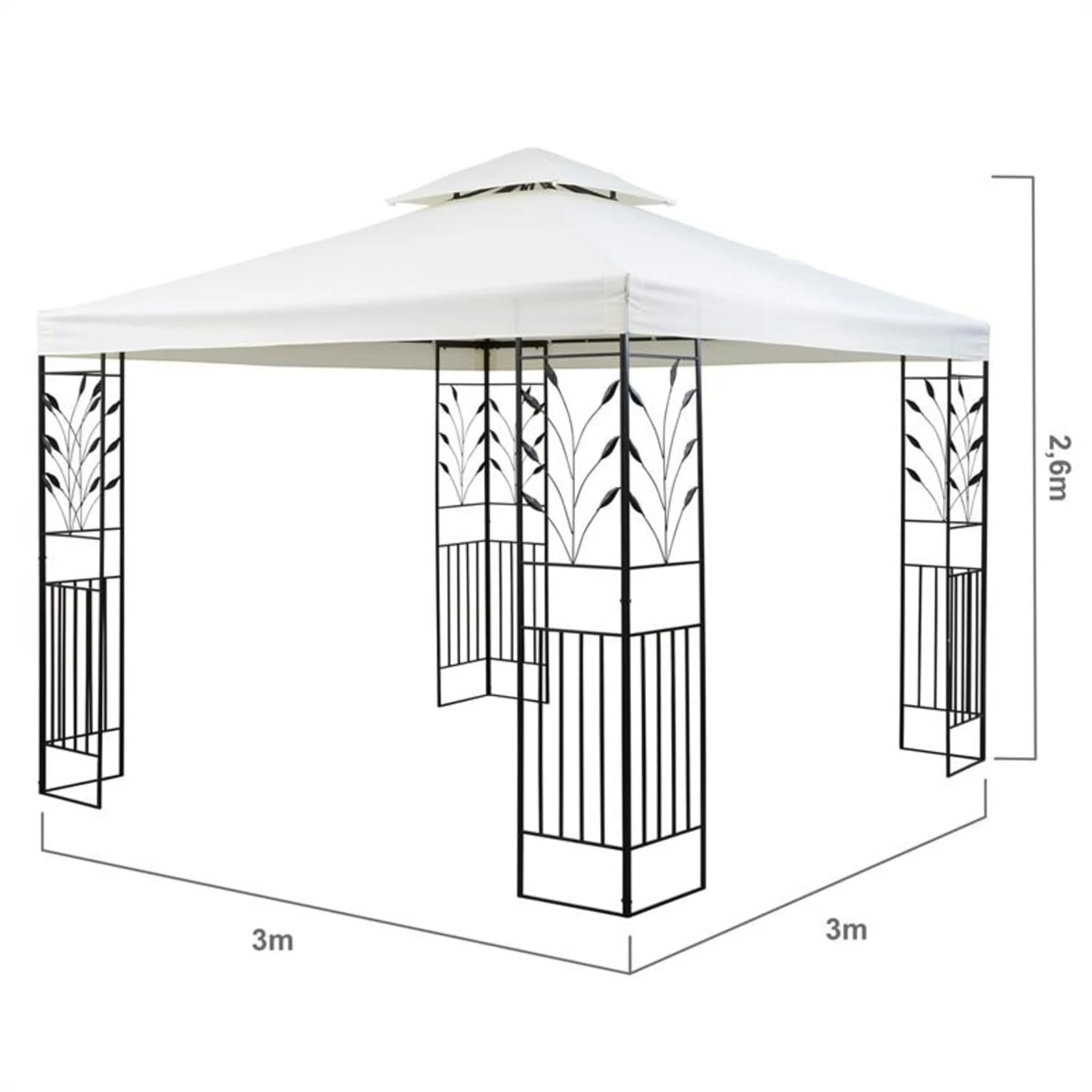 Odeon Beige Pavillon Partyzelt Festzelt 3x3m Stahl Polyester Hellbeige 2 Odeon Beige Pavillon Partyzelt Festzelt 3x3m Stahl Polyester Hellbeige – Bild 2