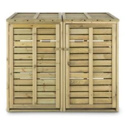 Ordnungshüter 2T Mülltonnenbox 145x130x87cm (BxHxT) 2 Tonnen Kiefer -Einrichtungsgeschäft 10030718 yy 0003 front Double Wheelie Bin