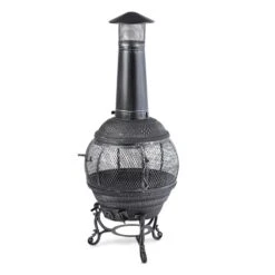 Flavius Gartenofen Terrassenofen Gusseisen/Stahl 140 Cm Silberfarben -Einrichtungsgeschäft 10030722 yy 0005 titel Silver Antique Steel Cast Iron Chimnea
