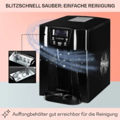 Ice Volcano 2G Eismaschine LED 12kg Je 24h 2l 6-12min Schwarz -Einrichtungsgeschäft 10030844 DE 0005 usp