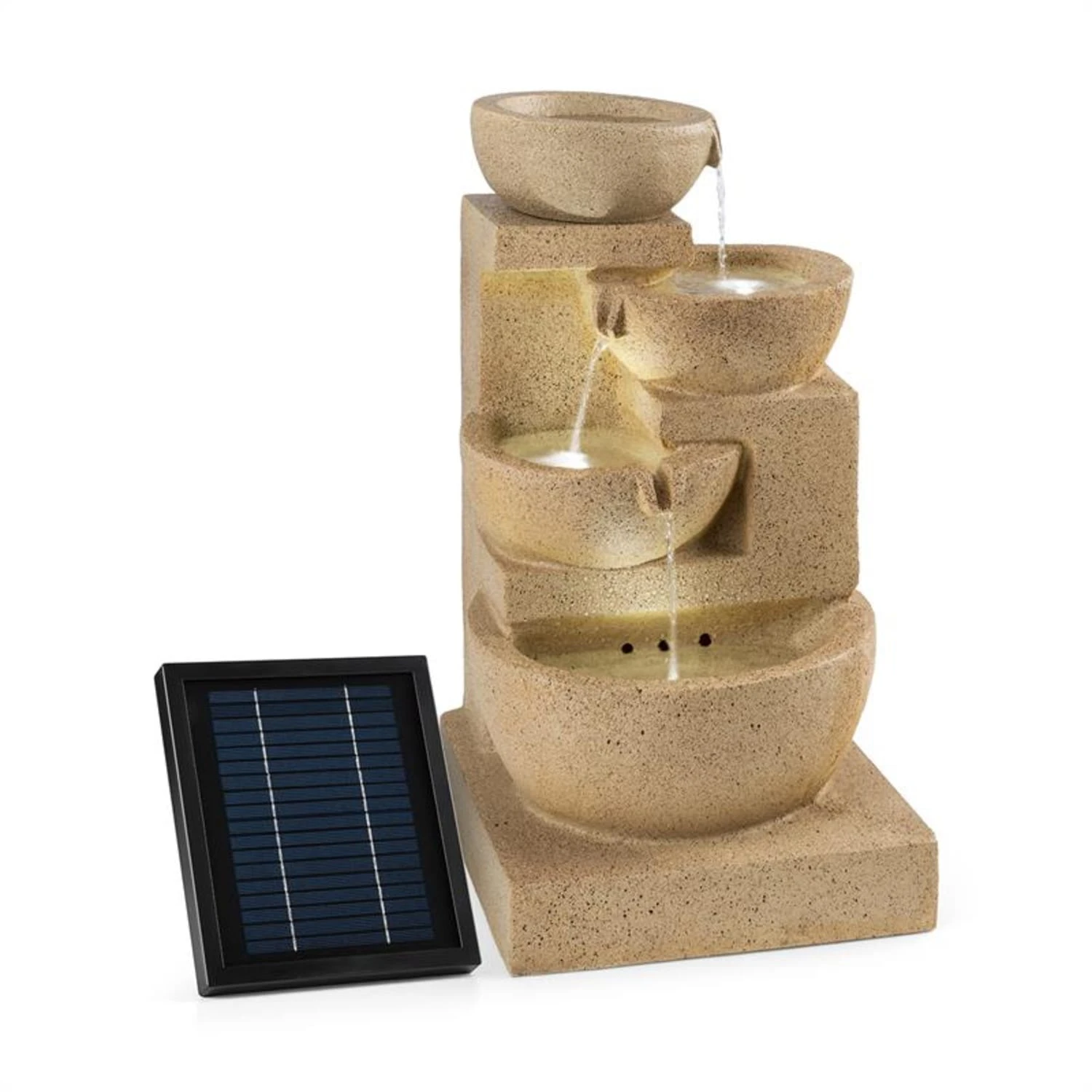 Korinth Zierbrunnen Gartenbrunnen 3W Solar LED Sandsteinoptik 1 Korinth Zierbrunnen Gartenbrunnen 3W Solar LED Sandsteinoptik