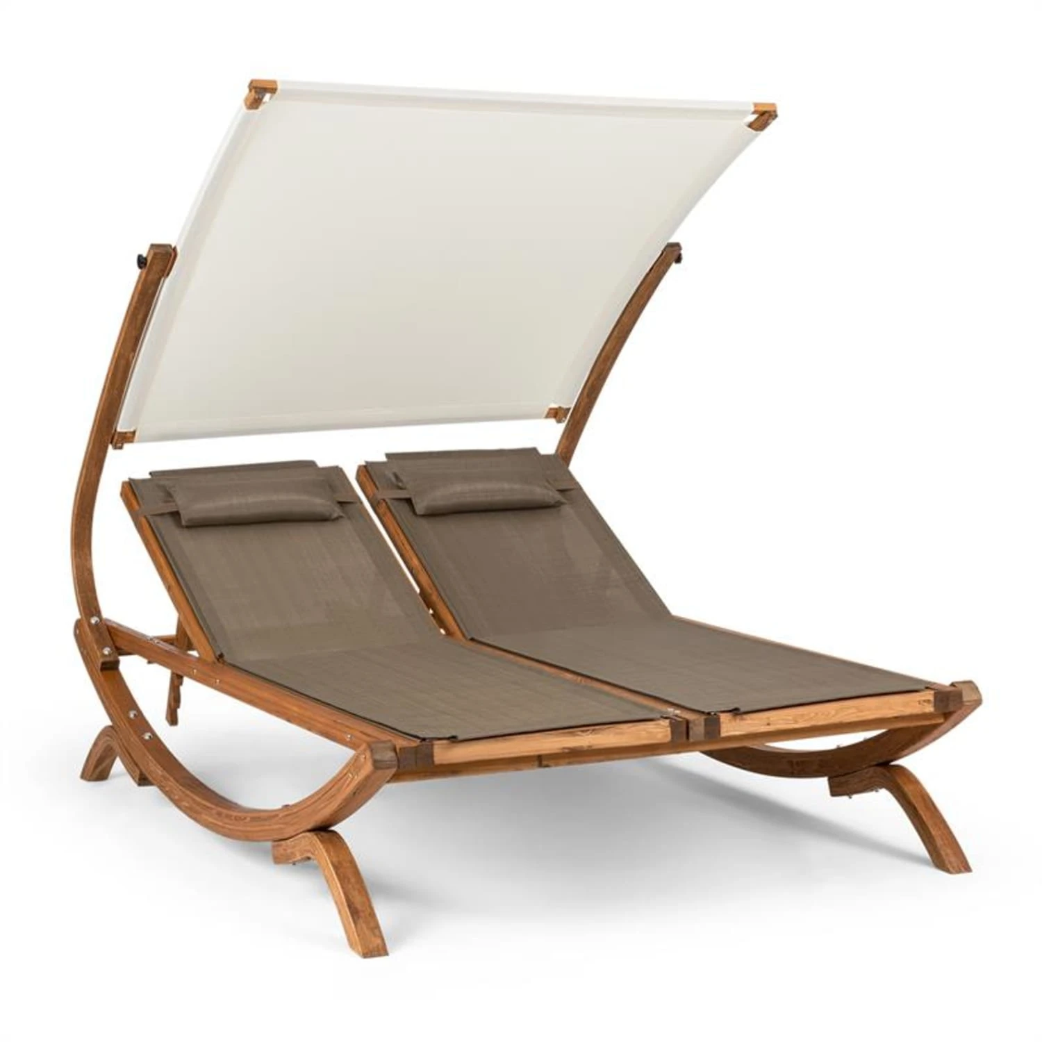 Sonnendeck Doppel-Sonnenliege Verstellbares Sonnendach Kopfkissen Weiß 1 Sonnendeck Doppel-Sonnenliege Verstellbares Sonnendach Kopfkissen Weiß