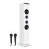 Karaboom CD Karaoke-Anlage Bluetooth MP3 USB-Charger Mikrofon FB Weiß