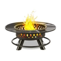 Rosario 3-in-1-Feuerschale Ø120cm | 70cm Grill | Tischplatte Stahl