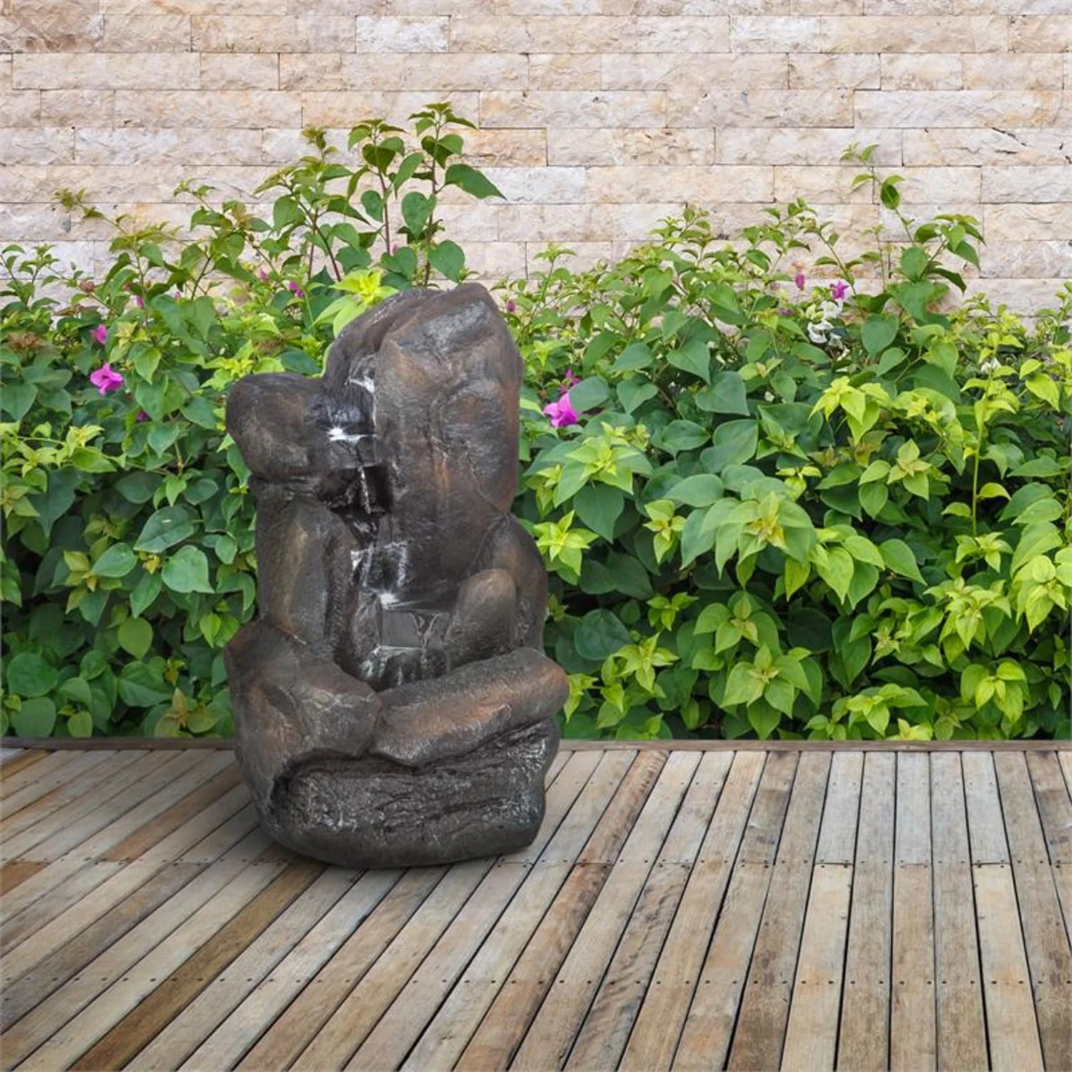 Felsquell Solar-Kaskadenbrunnen Akkubetrieb 2 KW Solarpanel 3 LEDs 2 Felsquell Solar-Kaskadenbrunnen Akkubetrieb 2 KW Solarpanel 3 LEDs – Bild 2