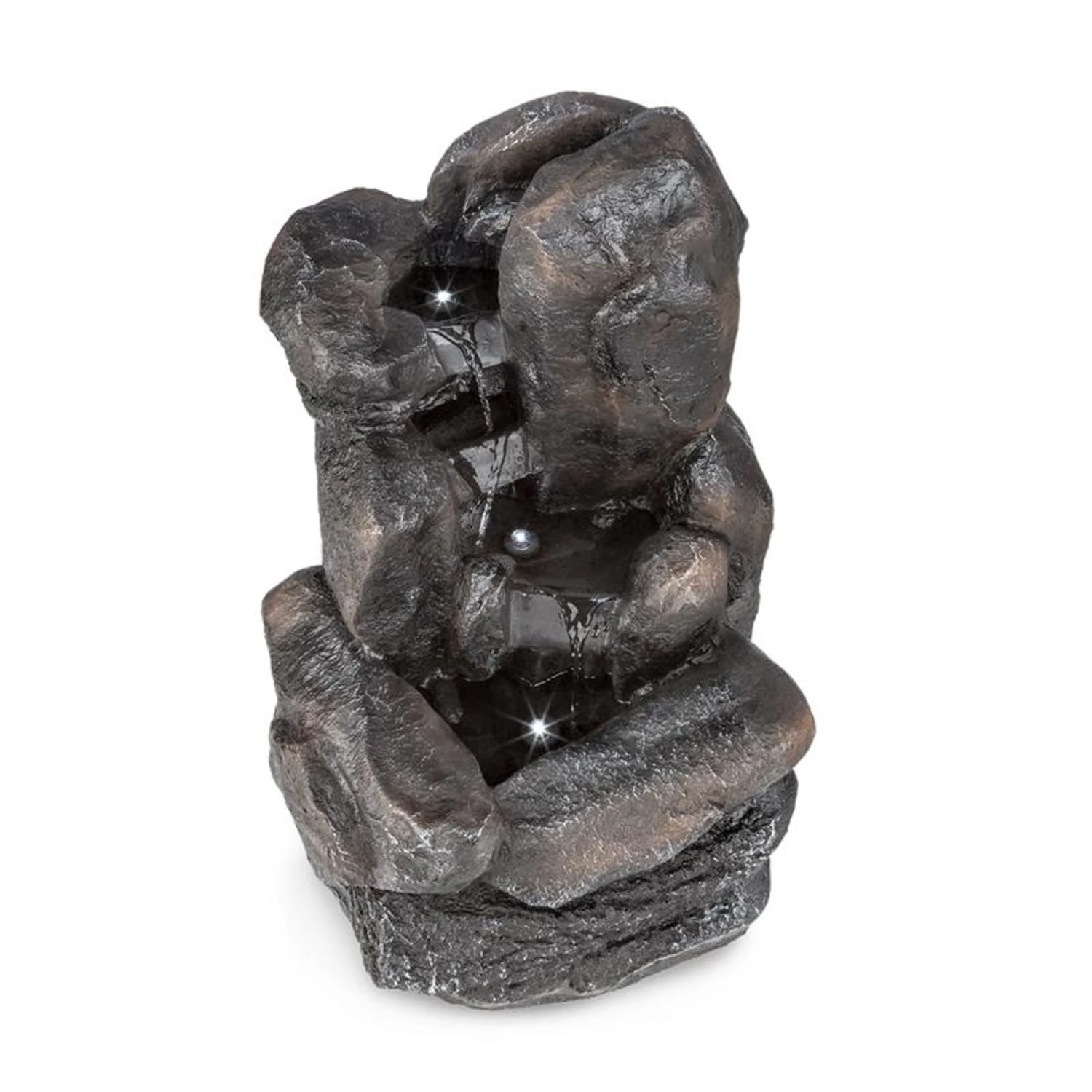 Felsquell Solar-Kaskadenbrunnen Akkubetrieb 2 KW Solarpanel 3 LEDs 4 Felsquell Solar-Kaskadenbrunnen Akkubetrieb 2 KW Solarpanel 3 LEDs – Bild 4