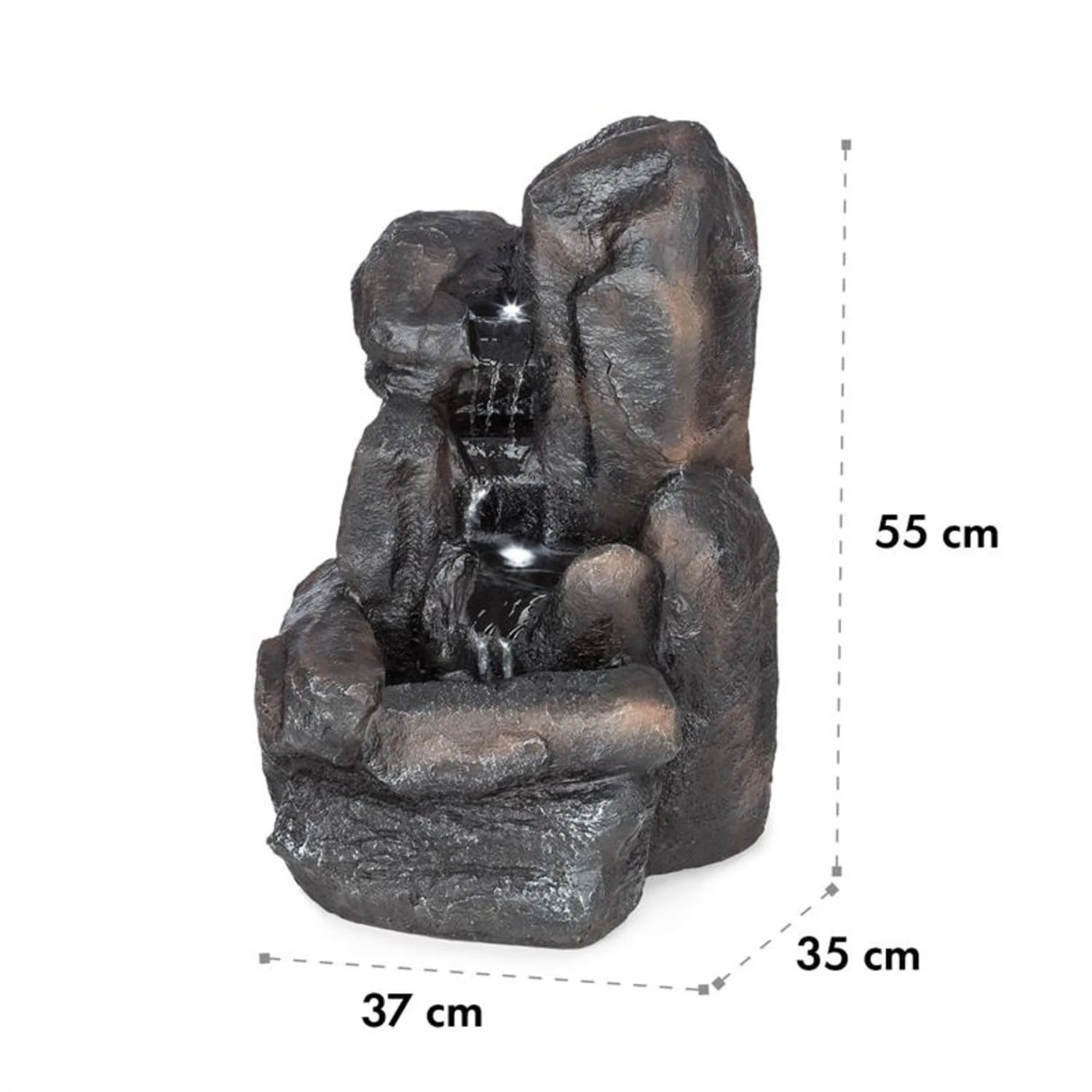 Felsquell Solar-Kaskadenbrunnen Akkubetrieb 2 KW Solarpanel 3 LEDs 7 Felsquell Solar-Kaskadenbrunnen Akkubetrieb 2 KW Solarpanel 3 LEDs – Bild 7