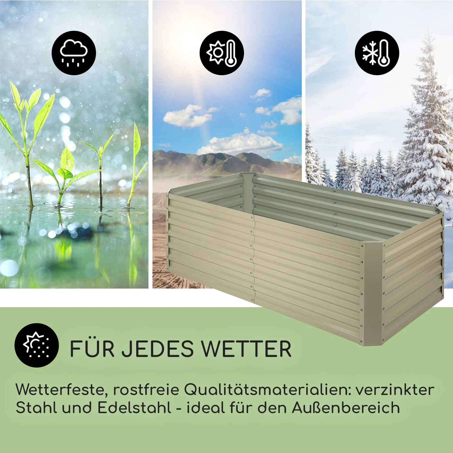 High Grow Straight Hochbeet 180x60x90cm 970l Stahl Verzinkt Beige 2 High Grow Straight Hochbeet 180x60x90cm 970l Stahl Verzinkt Beige – Bild 2