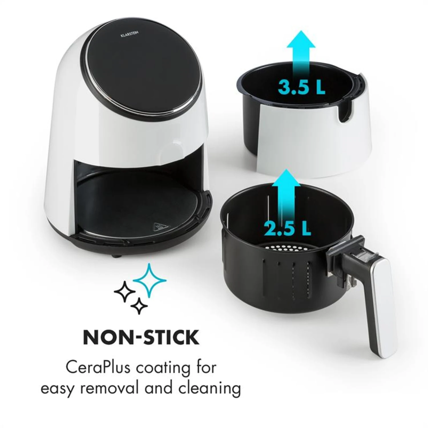 AirVital Heißluftfritteuse 1300W 2,5l CeraPlus-Antihaft Touch Weiß 6 AirVital Heißluftfritteuse 1300W 2,5l CeraPlus-Antihaft Touch Weiß – Bild 6