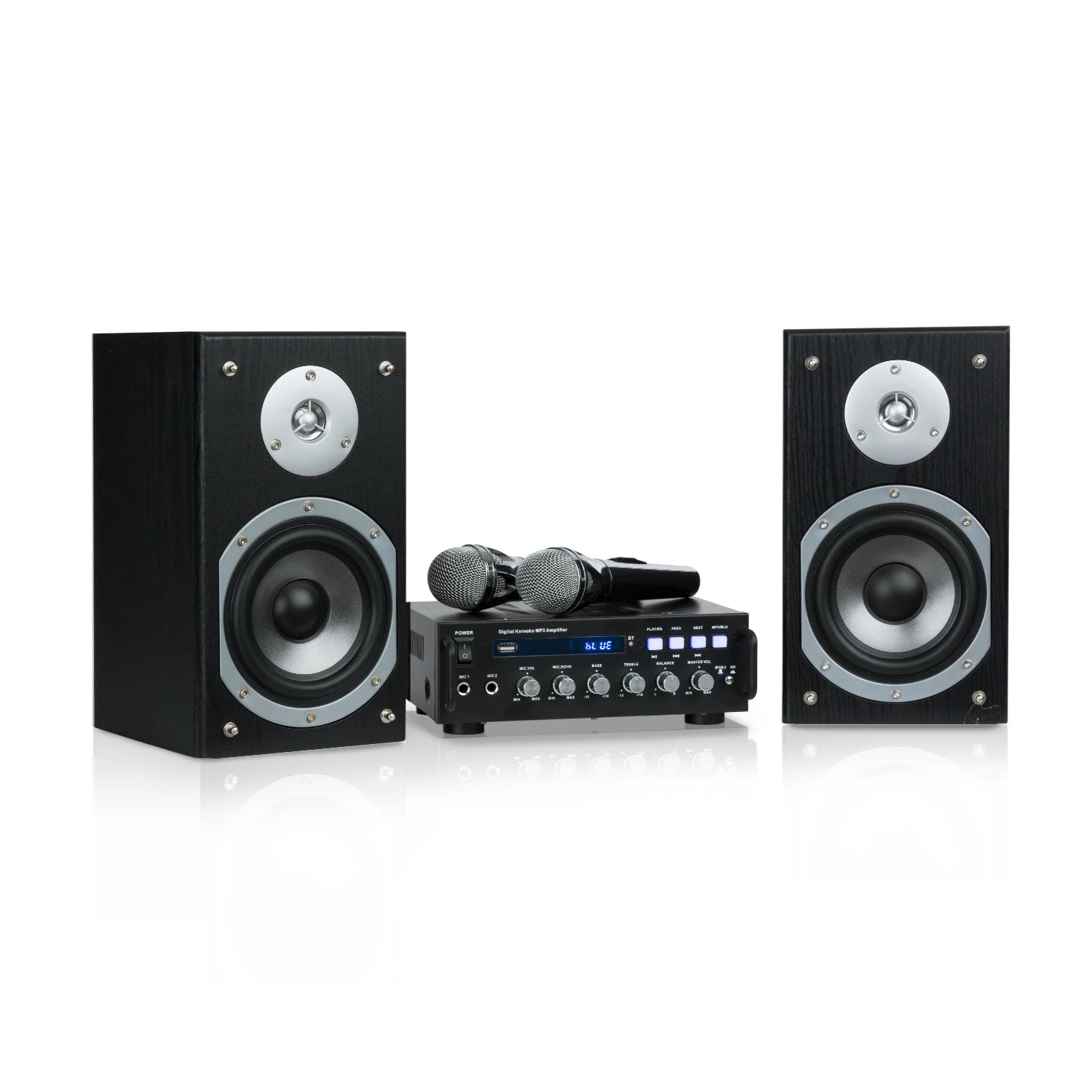 Karaoke Star 3 Karaoke-Set 2x75 Wmax. BT USB-Port Line-In 2 X Mikro 1 Karaoke Star 3 Karaoke-Set 2x75 Wmax. BT USB-Port Line-In 2 X Mikro