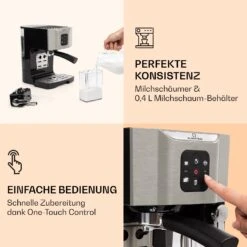 BellaVita Kaffeemaschine 3-in-1 1450 W 20 Bar Milchschäumer -Einrichtungsgeschäft 10032806 de 0003 logo