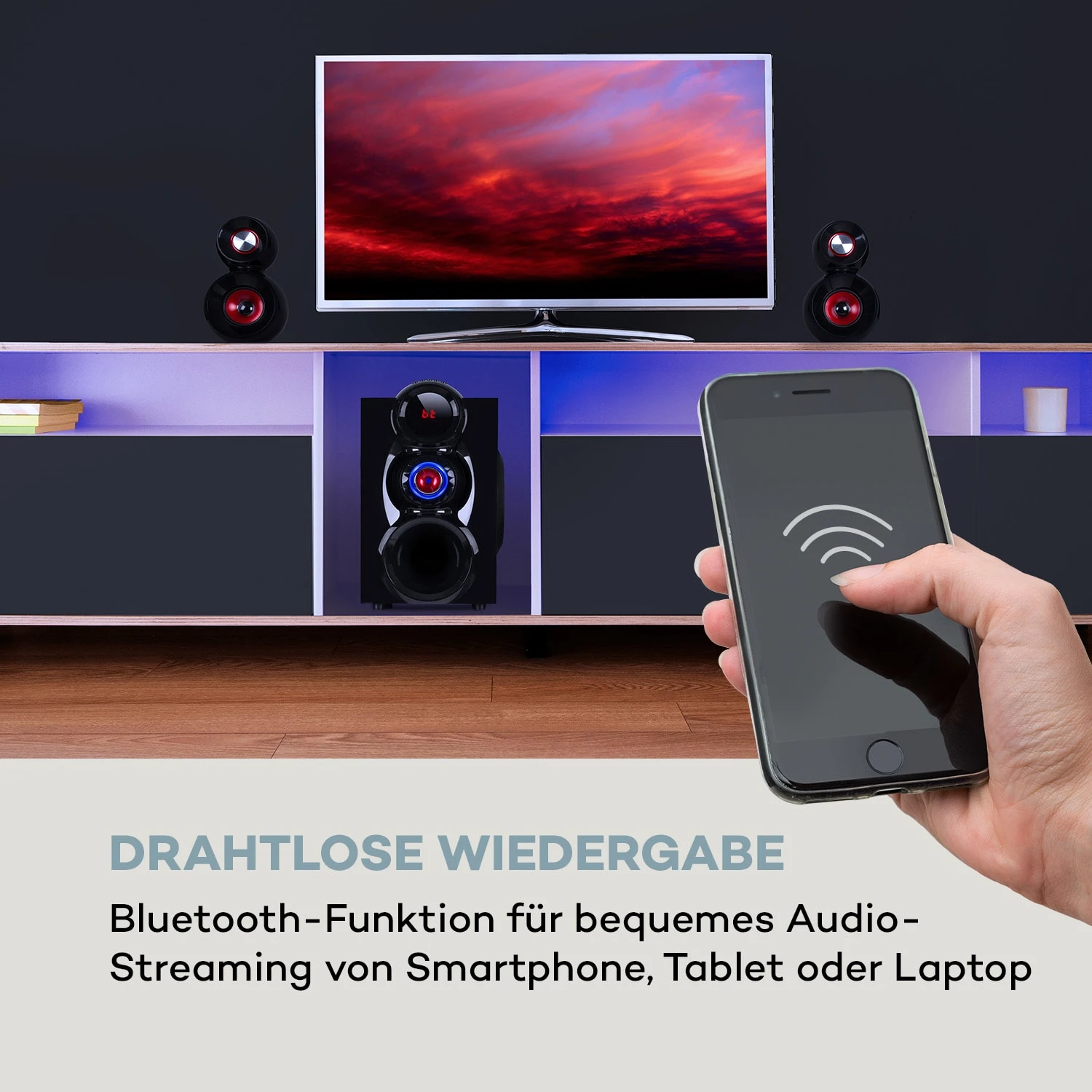 X-Gaming 5.1 Surround-Audiosystem 380Wmax. OneSide Subwoofer BT USB SD 4 X-Gaming 5.1 Surround-Audiosystem 380Wmax. OneSide Subwoofer BT USB SD – Bild 4