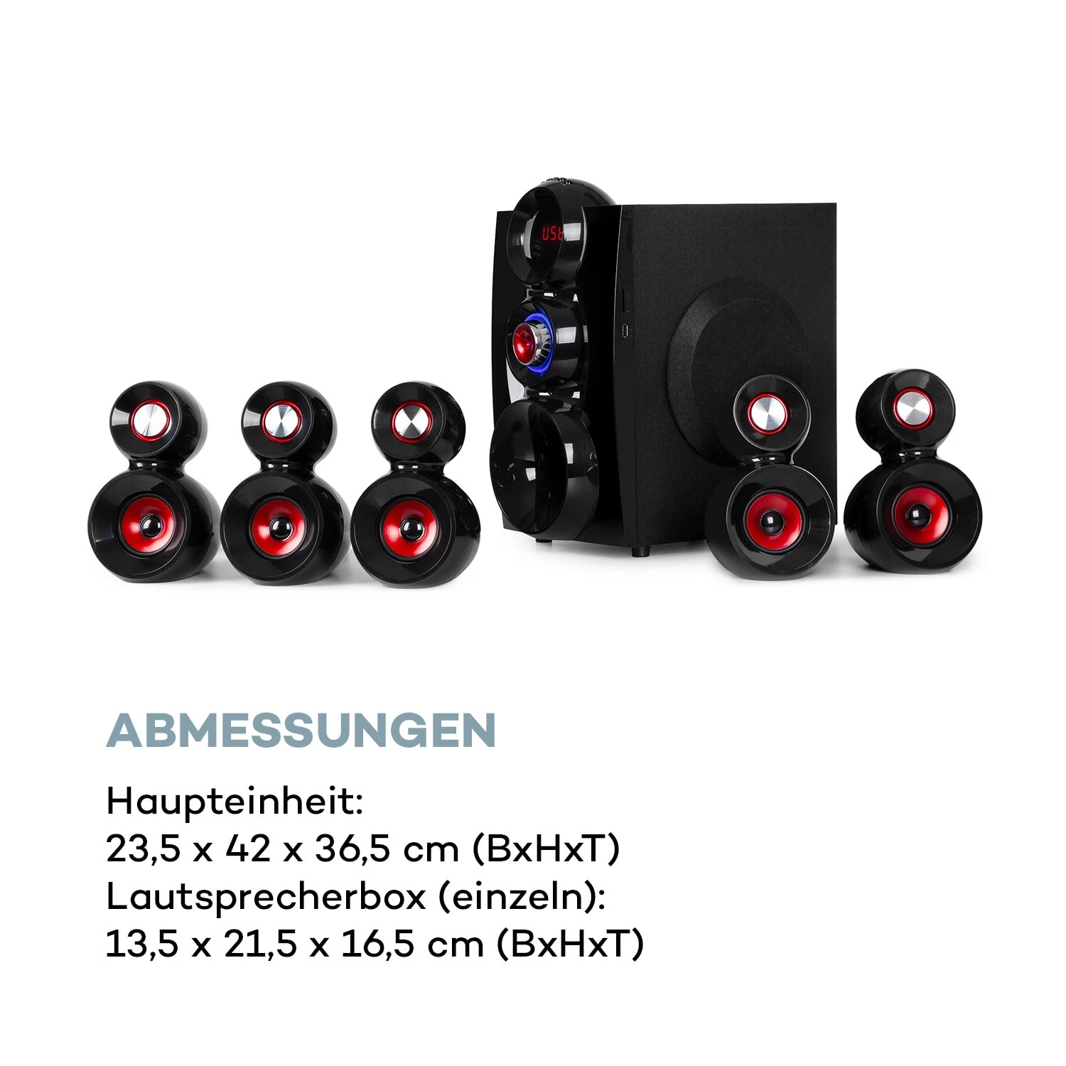 X-Gaming 5.1 Surround-Audiosystem 380Wmax. OneSide Subwoofer BT USB SD 10 X-Gaming 5.1 Surround-Audiosystem 380Wmax. OneSide Subwoofer BT USB SD – Bild 10