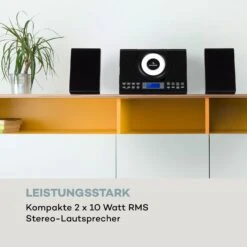 Wallie Microsystem CD-Player Bluetooth USB-Port Fernbedienung Schwarz -Einrichtungsgeschäft 10033227 de 0006 logo