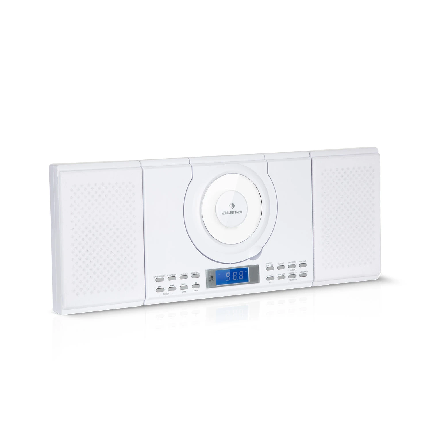 Wallie Microsystem CD-Player Bluetooth USB-Port Fernbedienung Weiß 1 Wallie Microsystem CD-Player Bluetooth USB-Port Fernbedienung Weiß