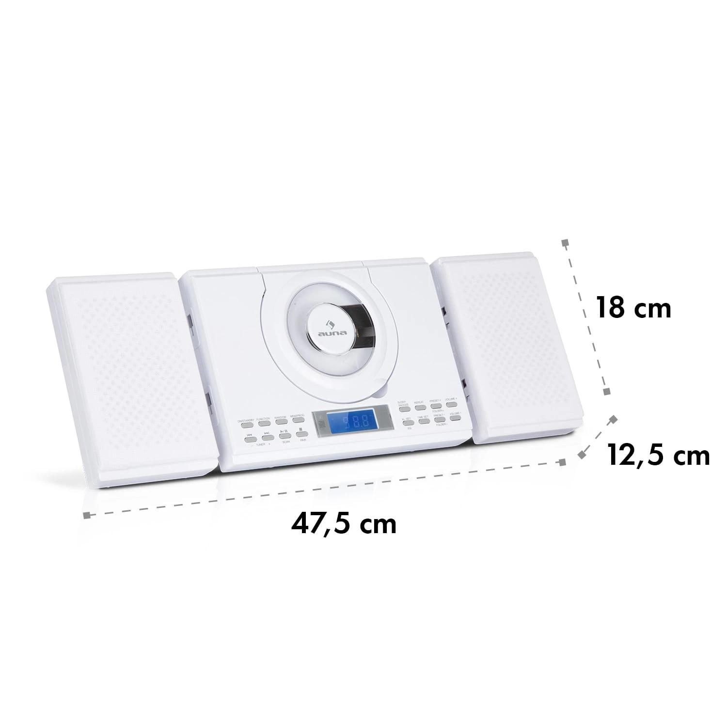 Wallie Microsystem CD-Player Bluetooth USB-Port Fernbedienung Weiß 10 Wallie Microsystem CD-Player Bluetooth USB-Port Fernbedienung Weiß – Bild 10