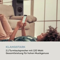 Karaboom 100 Sing Karaoketurm 120W Max. CD-Player 2 Mikrofone Wireless -Einrichtungsgeschäft 10033250 de 0003 logo