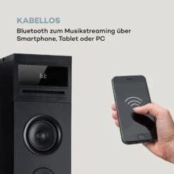 Karaboom 100 Sing Karaoketurm 120W Max. CD-Player 2 Mikrofone Wireless -Einrichtungsgeschäft 10033250 de 0005 logo