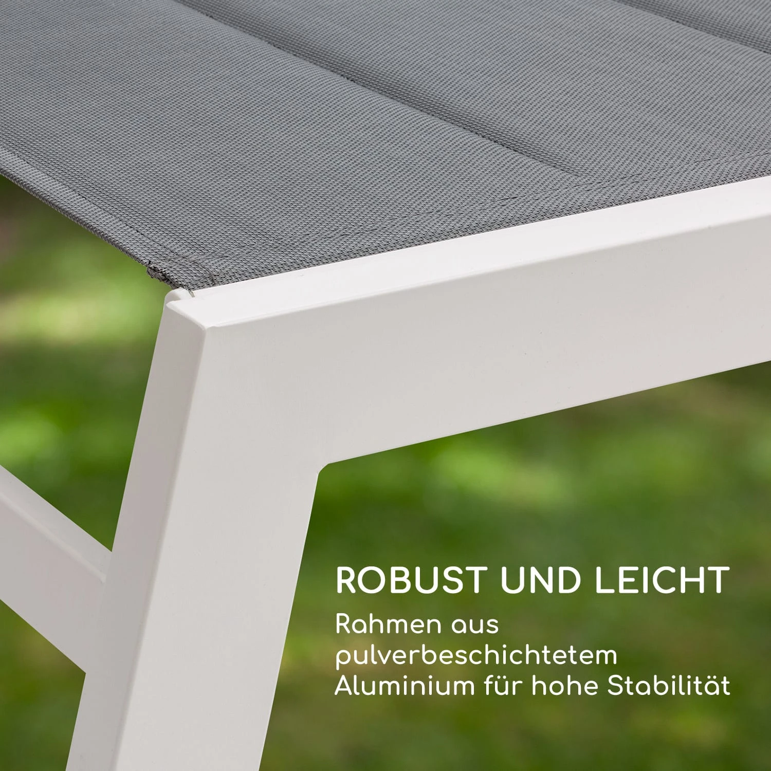 Renazzo Lounge Liegestuhl 70/30 PVC/PE Aluminium 6-Stufen Weiß Grau 8 Renazzo Lounge Liegestuhl 70/30 PVC/PE Aluminium 6-Stufen Weiß Grau – Bild 8