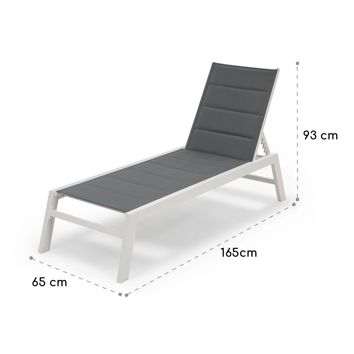 Renazzo Lounge Liegestuhl 70/30 PVC/PE Aluminium 6-Stufen Weiß Grau 9 Renazzo Lounge Liegestuhl 70/30 PVC/PE Aluminium 6-Stufen Weiß Grau – Bild 9