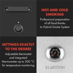 Flintstone Steel Räucherofen 1600 W Integriertes Thermometer Edelstahl -Einrichtungsgeschäft 10033372 yy 0004 logo Klarstein Flintstone Steel Raeucherofen Edelstahl reedit