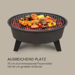Nolana 2-in-1-Feuerschale Ø73cm Funkenschutz Ø64cm Grill Stahl Schwarz -Einrichtungsgeschäft 10033383 de 0004 logo