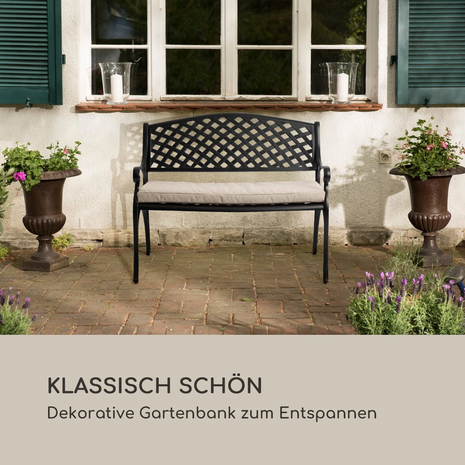 Pozzilli BL Gartenbank Aluminiumguss Witterungsbeständig Schwarz 2 Pozzilli BL Gartenbank Aluminiumguss Witterungsbeständig Schwarz – Bild 2