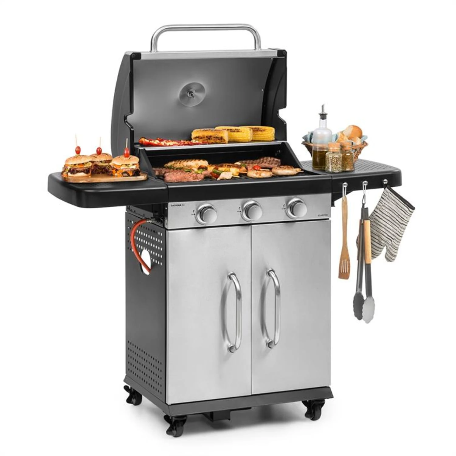 Gazooka 3.0T BBQ Grill 3x3kW Brenner 4 Rollen Edelstahl