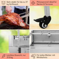Sauenland Pro Spanferkelgrill Drehspieß 13W 4 Rollen Edelstahl -Einrichtungsgeschäft 10033566 de 0005 usp