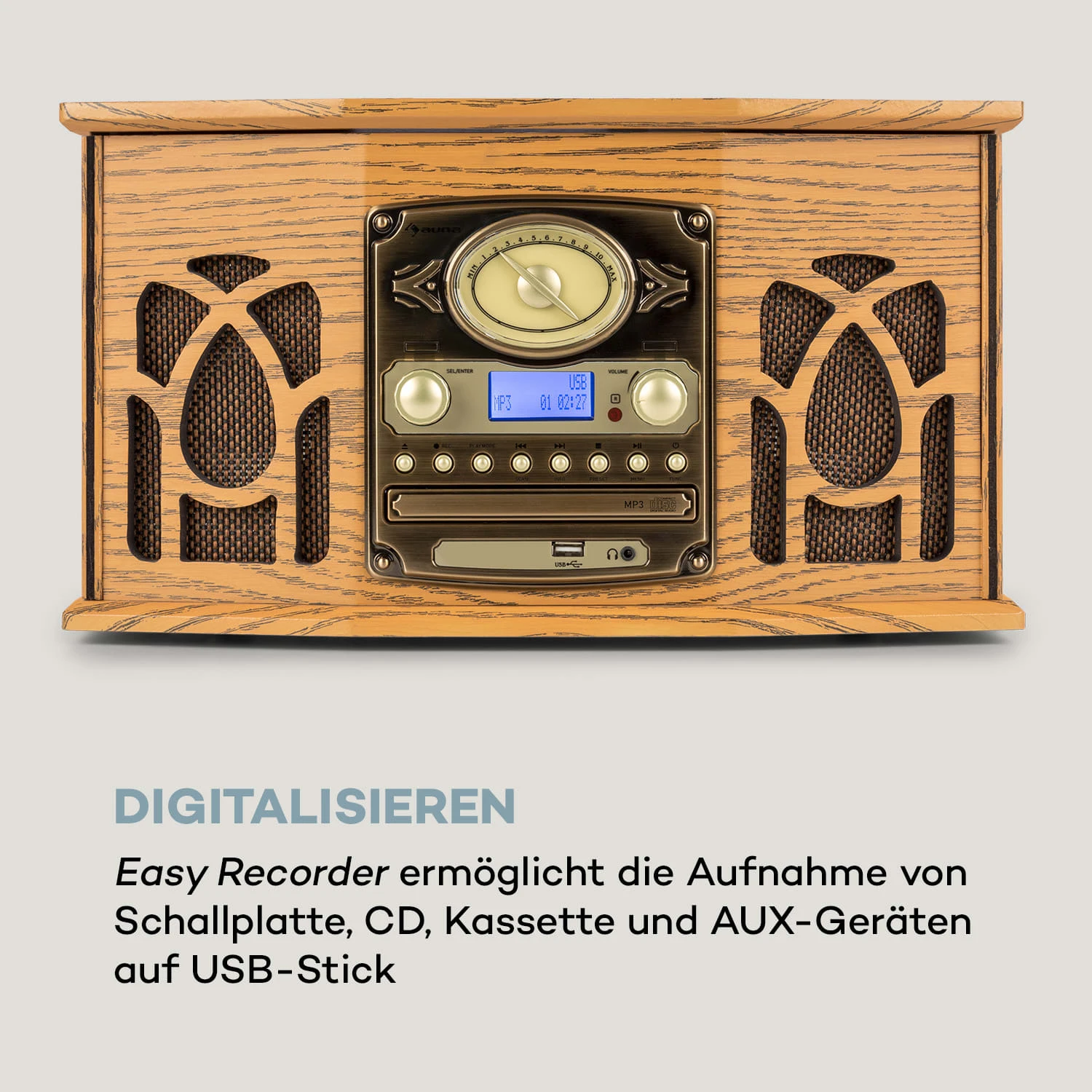 NR-620 DAB Stereoanlage Holz Plattenspieler DAB+ CD-Player Braun 5 NR-620 DAB Stereoanlage Holz Plattenspieler DAB+ CD-Player Braun – Bild 5