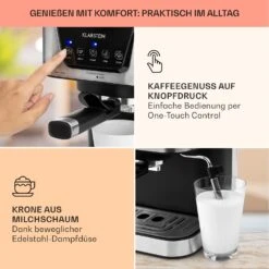 Arabica Espressomaschine 1050W 15 Bar 1,5l Touch-Bedienfeld Edelstahl -Einrichtungsgeschäft 10033729 de 0003 usp