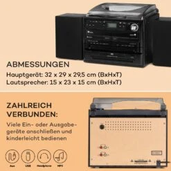 388-DAB+ Stereoanlage 20W Max. Vinyl CD Kassette BT FM/DAB+ USB -Einrichtungsgeschäft 10034091 de 0006 usp