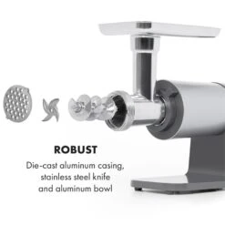 Mett Max Elektrischer Fleischwolf 600W Kupfermotor Aluminium 12 Mett Max Elektrischer Fleischwolf 600W Kupfermotor Aluminium -Einrichtungsgeschäft 10034244 yy 0005 logo Klarstein Mett Max elektrischer Fleischwolf grau