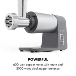 Mett Max Elektrischer Fleischwolf 600W Kupfermotor Aluminium 14 Mett Max Elektrischer Fleischwolf 600W Kupfermotor Aluminium -Einrichtungsgeschäft 10034244 yy 0007 logo Klarstein Mett Max elektrischer Fleischwolf grau