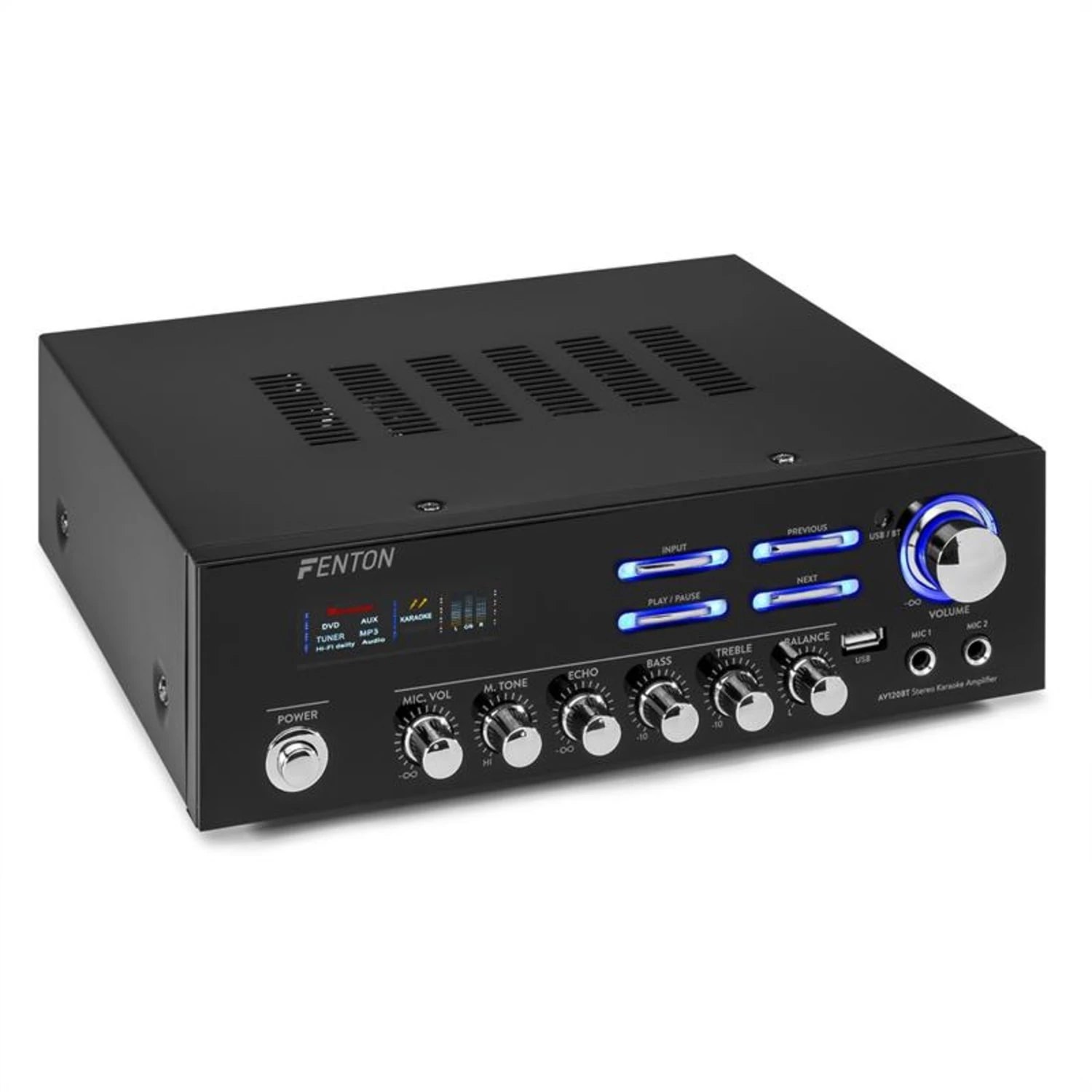 AV120BT Stereo-HiFi-Verstärker 120W RMS (2x60W An 8 Ohm) BT USB AUX 1 AV120BT Stereo-HiFi-Verstärker 120W RMS (2x60W An 8 Ohm) BT USB AUX