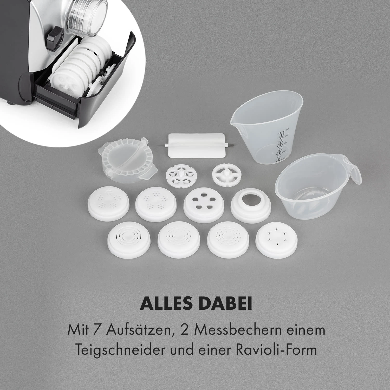 Pastamania Nudelmaschine 260W 7 Aufsätze 500 G 60 DB LED 6 Pastamania Nudelmaschine 260W 7 Aufsätze 500 G 60 DB LED – Bild 6