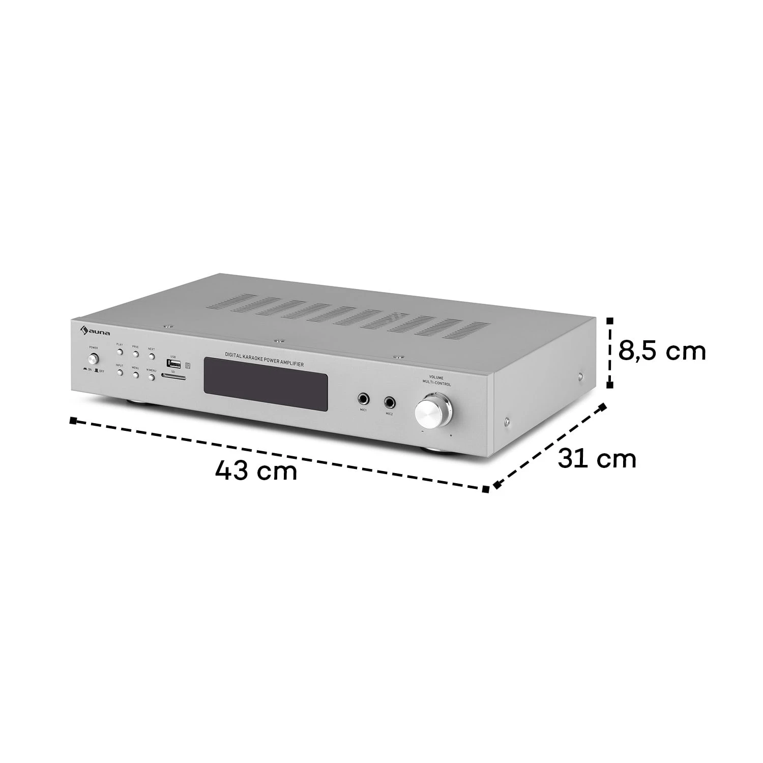 AMP-9200 BT Digital-Stereo-Verstärker 2x60W RMS BT 2xMikro Silber – Bild 8