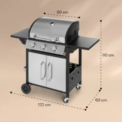 Tomahawk Gasgrill 3 X 3,6 KW Brenner 60 X 43,5 Cm Grill Edelstahl -Einrichtungsgeschäft 10034711 yy 0007 dimensions