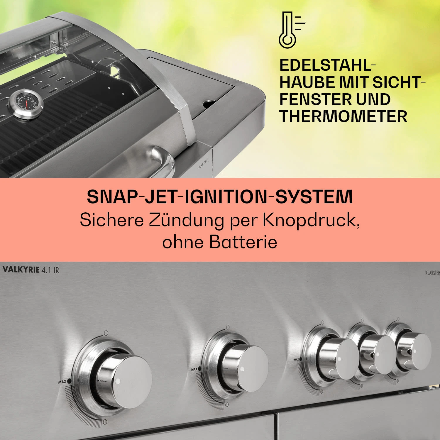 Valkyrie Gasgrill 4x3,5 KW + 3,15 KW Brenner 74x44 Cm Grill Edelstahl 4 Valkyrie Gasgrill 4x3,5 KW + 3,15 KW Brenner 74x44 Cm Grill Edelstahl – Bild 4