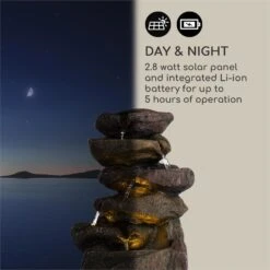 Savona Solarbrunnen 2,8 W Polyresin 5h Akku LEDs Steinoptik -Einrichtungsgeschäft 10034720 yy 0007 logo Blumfeldt Savona Solarbrunnen Steinoptik