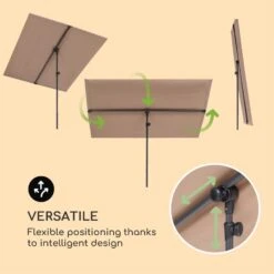 Flex-Shade XL Sonnenschirm 150 X 210 Cm Polyester UV 50 Taupe -Einrichtungsgeschäft 10034729 yy 0003 logo Blumfeldt Flex Shade XL Sonnenschirm 150x210 taupe